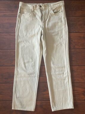 Cream Uniqlo Straight-Leg Jeans